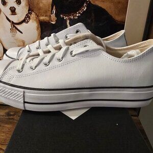 Converse Women's Ctas Lift Ox White Shoes Size 10 Smooth LEATHER 561680C NEW